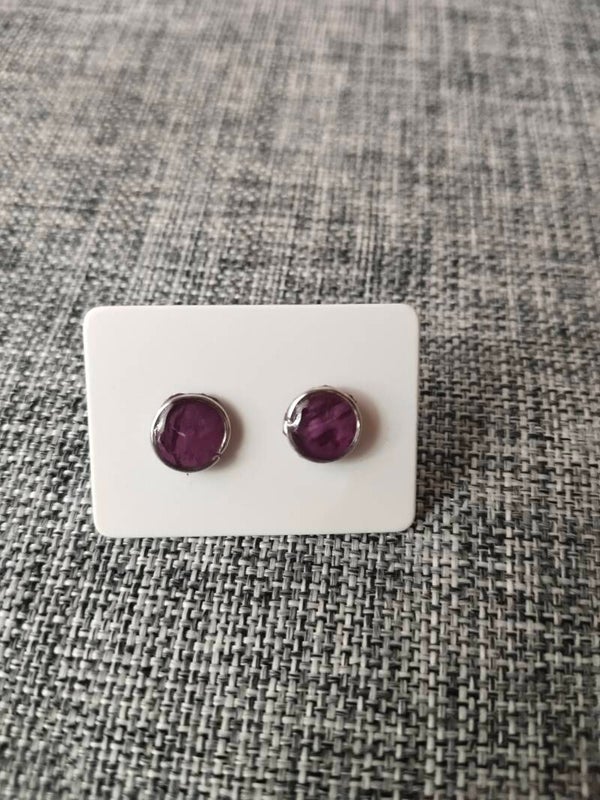 Schimmernde Pfingstrosen/Tulpen – Handgefertigte Edelstahl-Ohrstecker (8mm)
