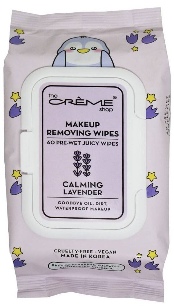 The Crème Shop Makeup Removing Wipes Made with Calming Lavender | Hydrating Makeup Wipes  60