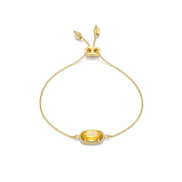 Kendra Scott Gold Adjustable Bracelet with Golden Yellow Stone