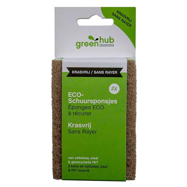 GreenHub Eco Schuursponsjes – Krasvrij, Gerecycled & Duurzaam | 2 Stuks