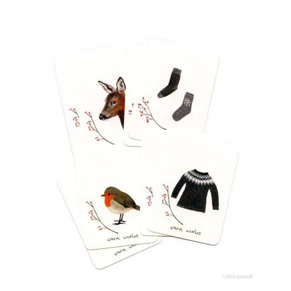 Set van 8 cadeau / mini kaartjes winter