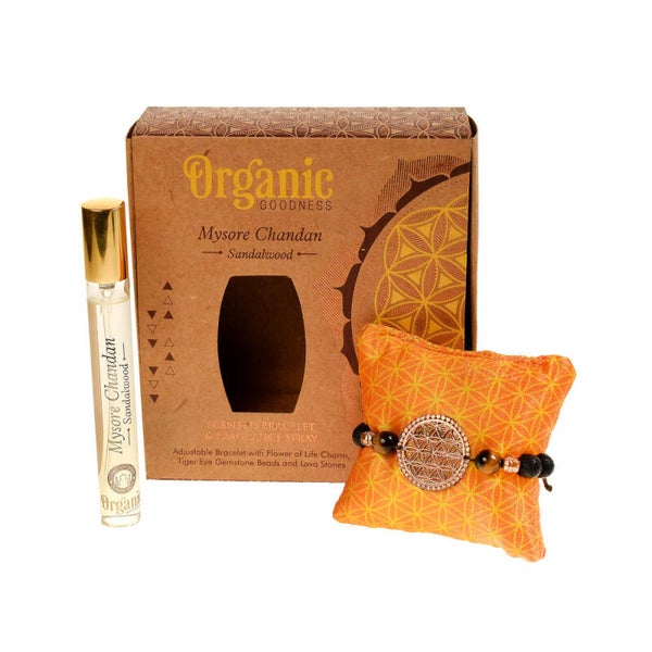 Cadeauset armband met natuurlijke geurspray - Sandelhout Organic Goodness