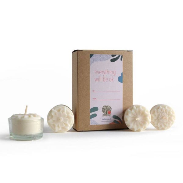 waxinelichtjes cadeau doosje ''everything will be ok''