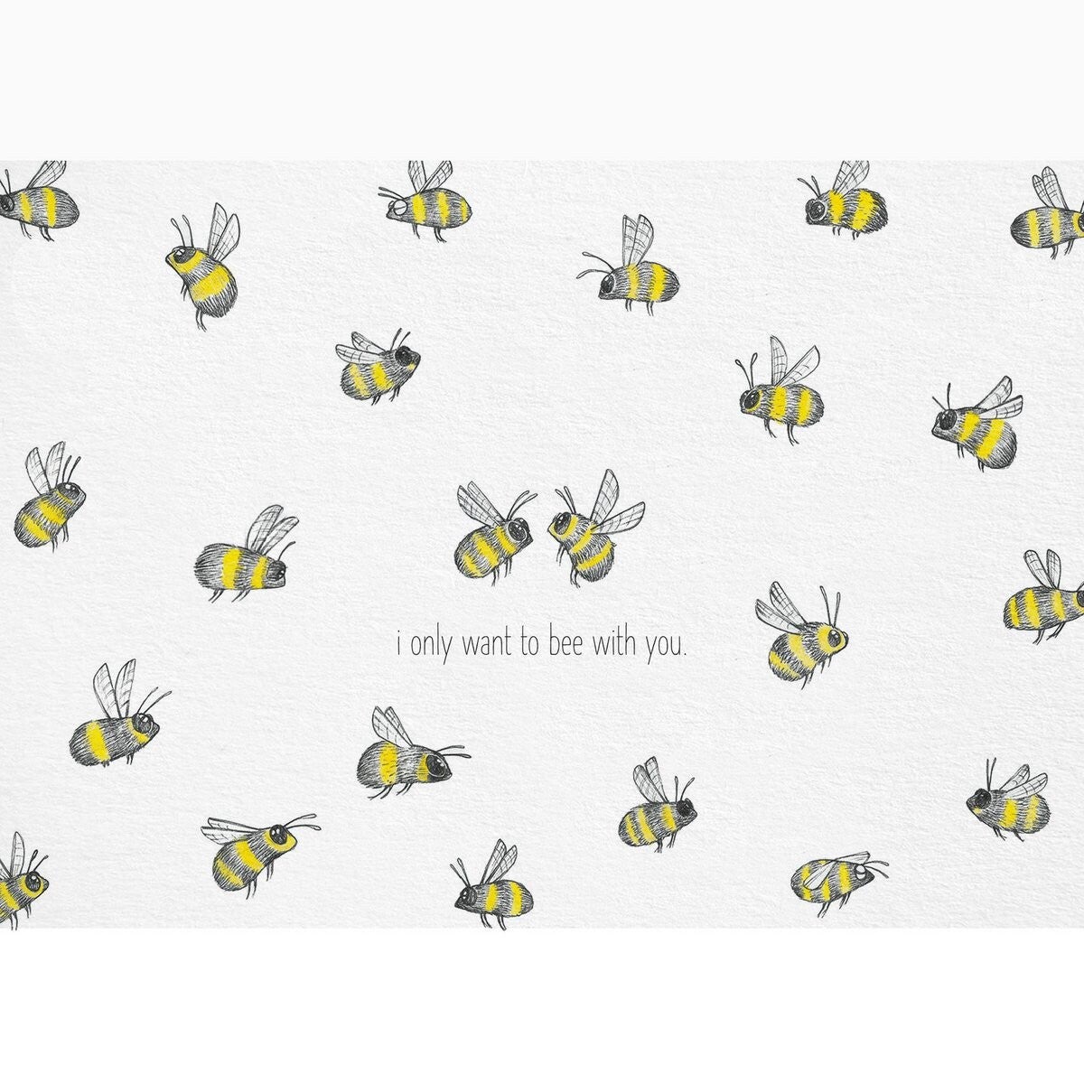 Postkaart bijenzwerm - I only want to bee with you