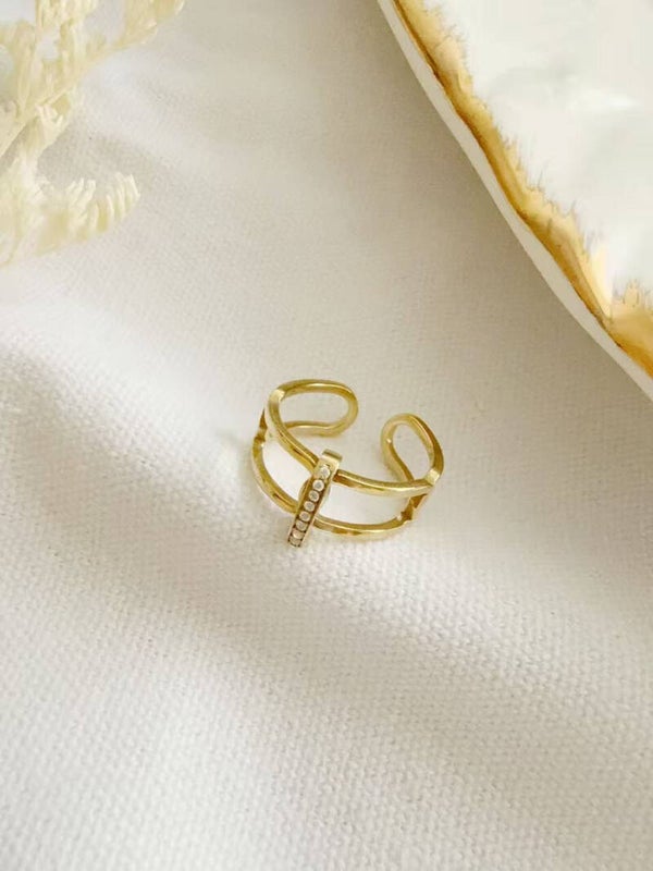 Bague strass doré
