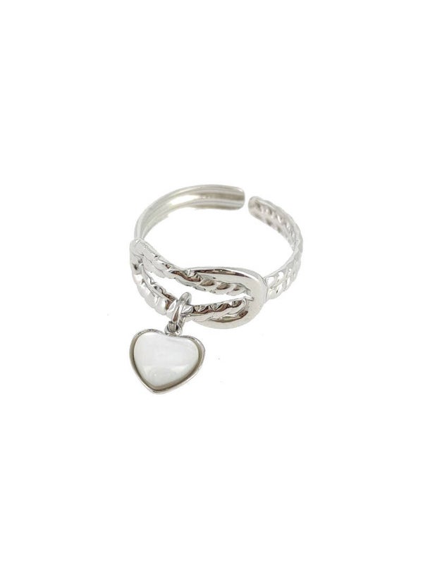 Bague coeur breloque argenté