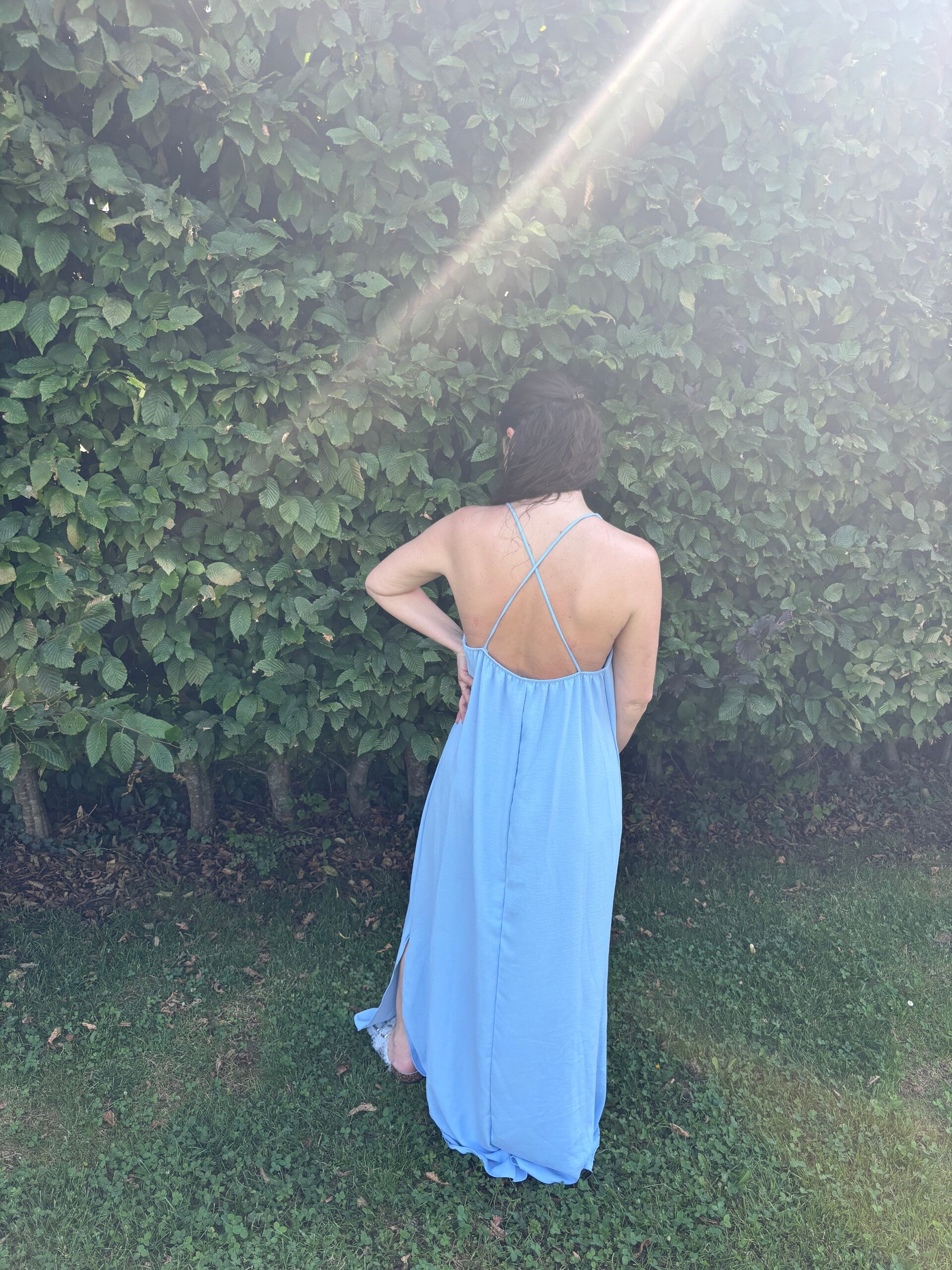 Robe longue fine bretelles croisé au dos MADE IN ITALY