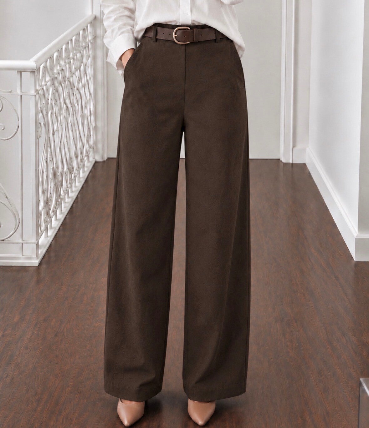 Pantalon droit suédine