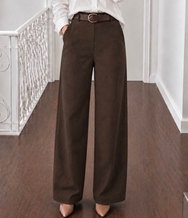 Pantalon droit suédine