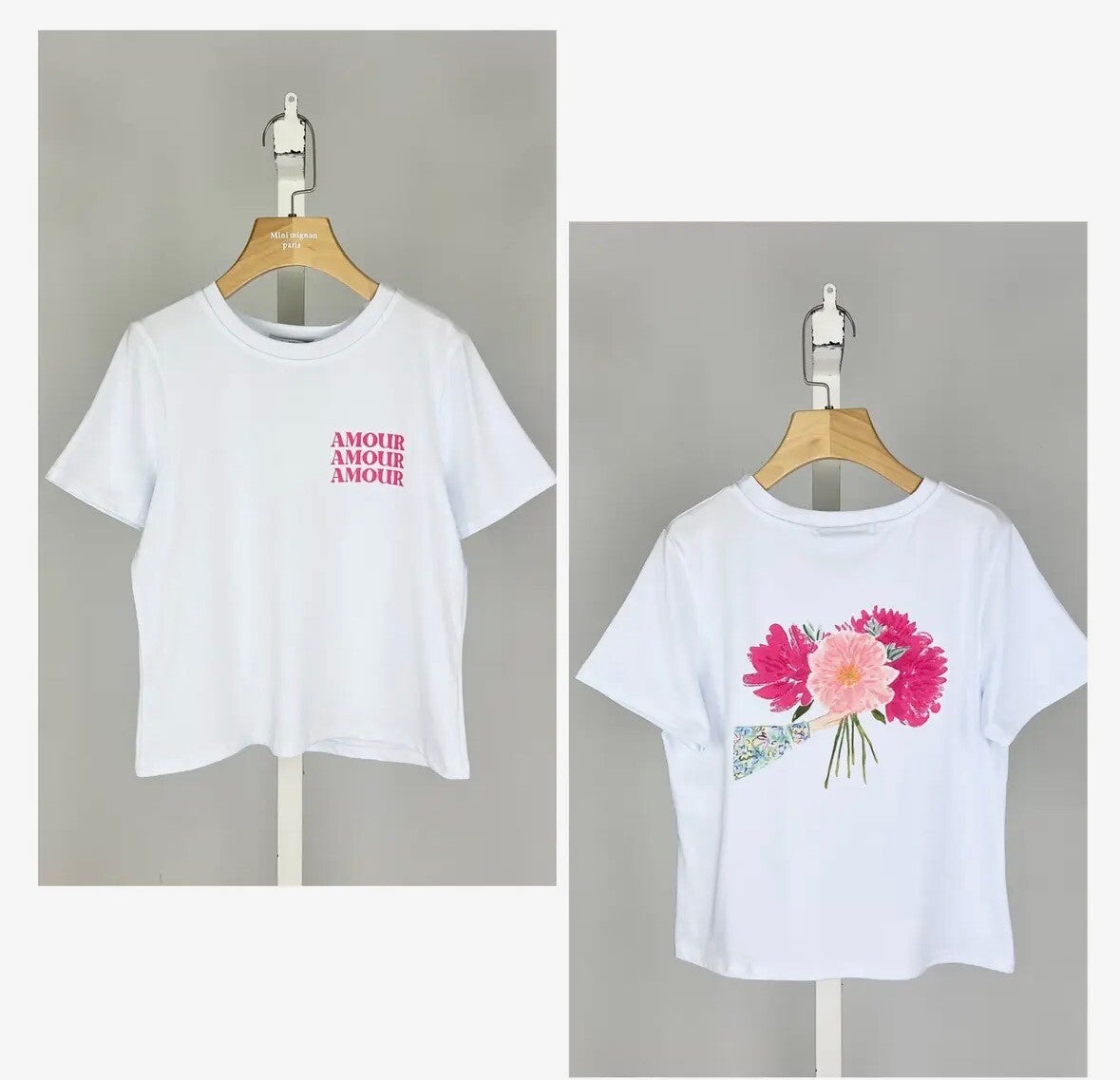 T-shirt blanc imprimé "Confiture" ou "Amour"