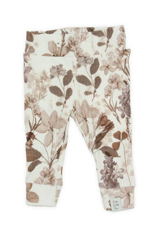 Legging fleuri marron ou bleu
