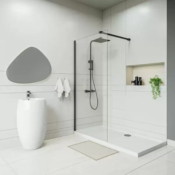 Fiksna steklena stena prozorno steklo 70cm x 200cm - črna