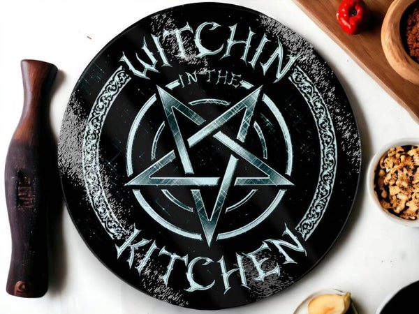 Witchin In The Kitchen Glass Chopping Board