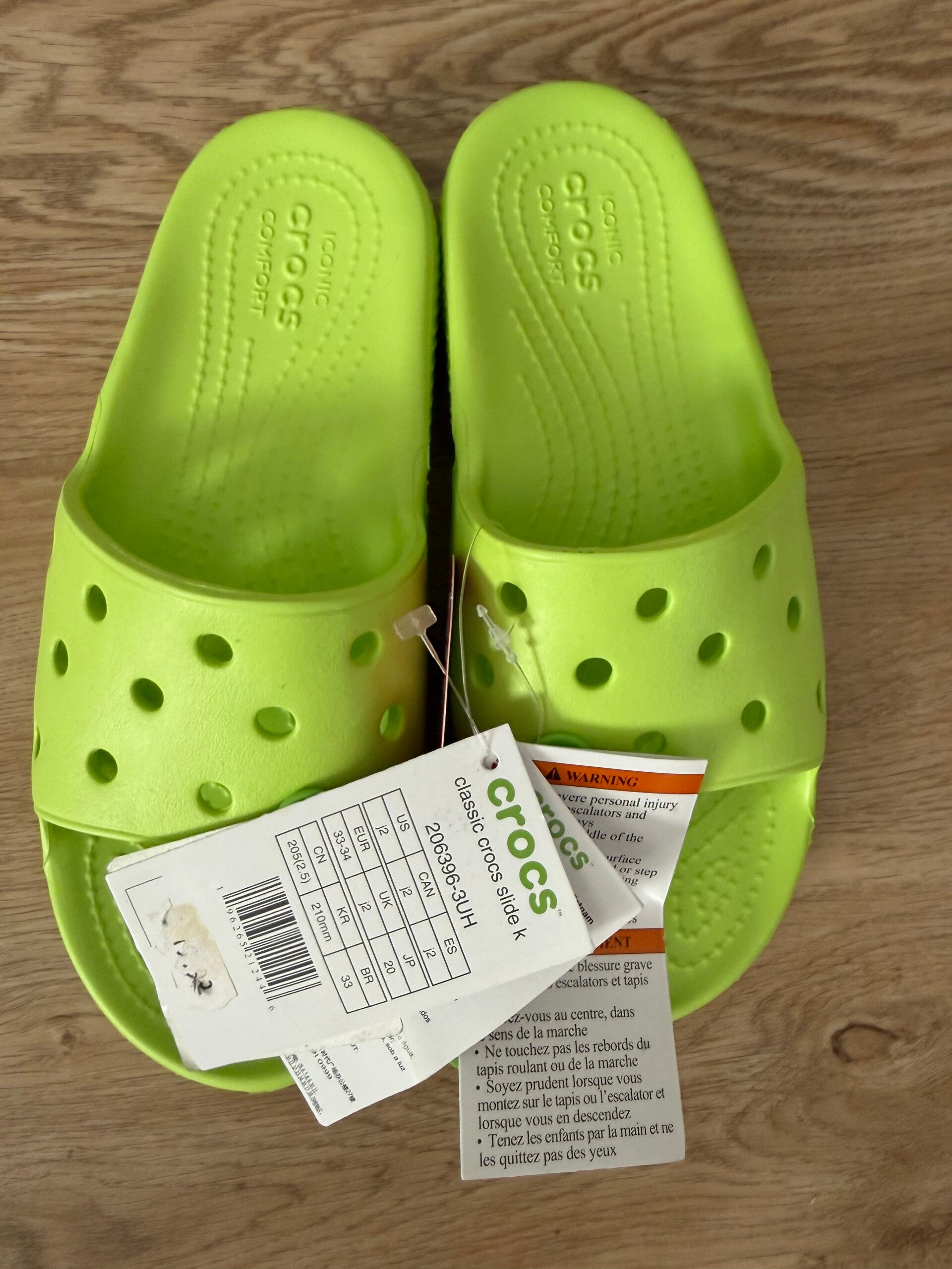 Crocs Slides Gr 33-34 neon grün 🍀