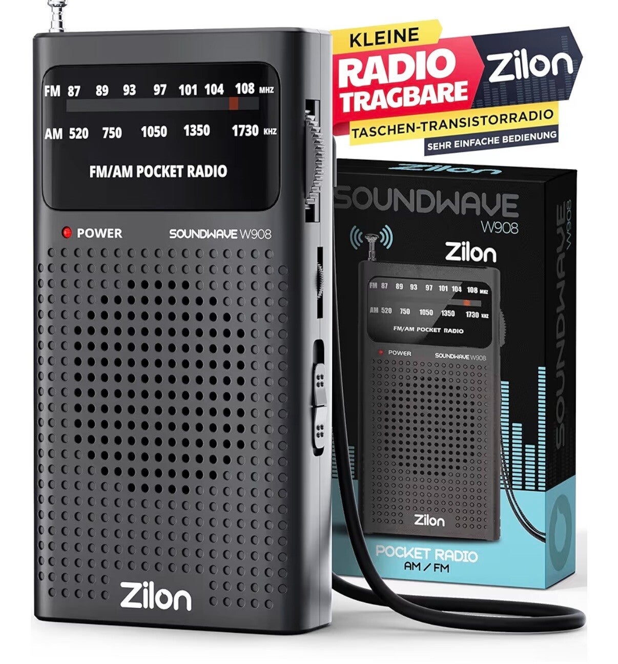 Tragbares Kleines Radio Mini-Analogradio FM AM Ausgezeichneter Signalqualität Kleiner Transistorempfänger Analoger Taschen-Tuner Sehr Einfach zu Bedienen Ideal für Sportübertragungen