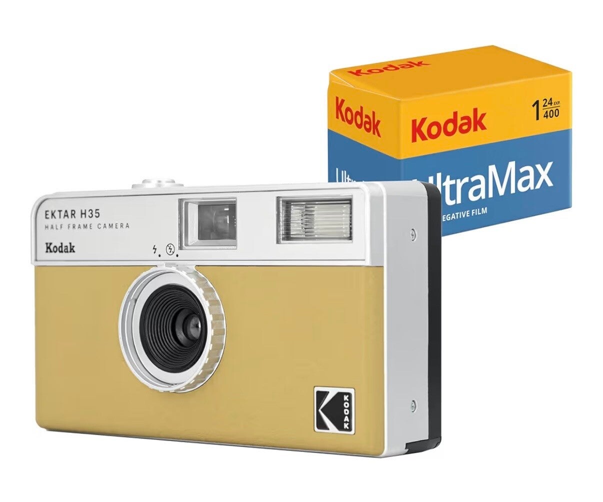Kodak EKTAR H35 Halbformat-Filmkamera (Sand, Bündel mit 24 Aufnahmen)