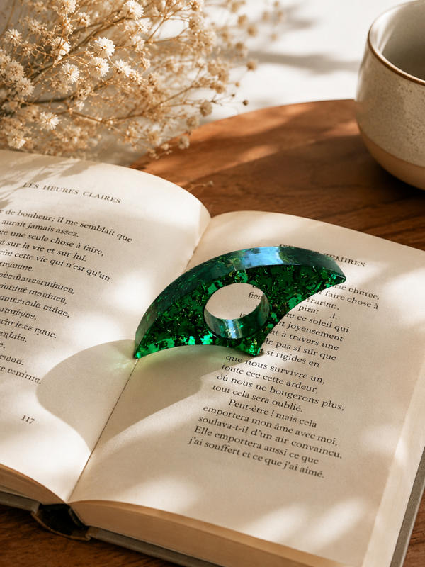 BAGUE DE LECTURE - VERTE FEUILLE OR
