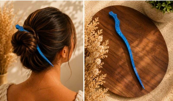 Baguette à Cheveux Artisanale - BLUE STRASS