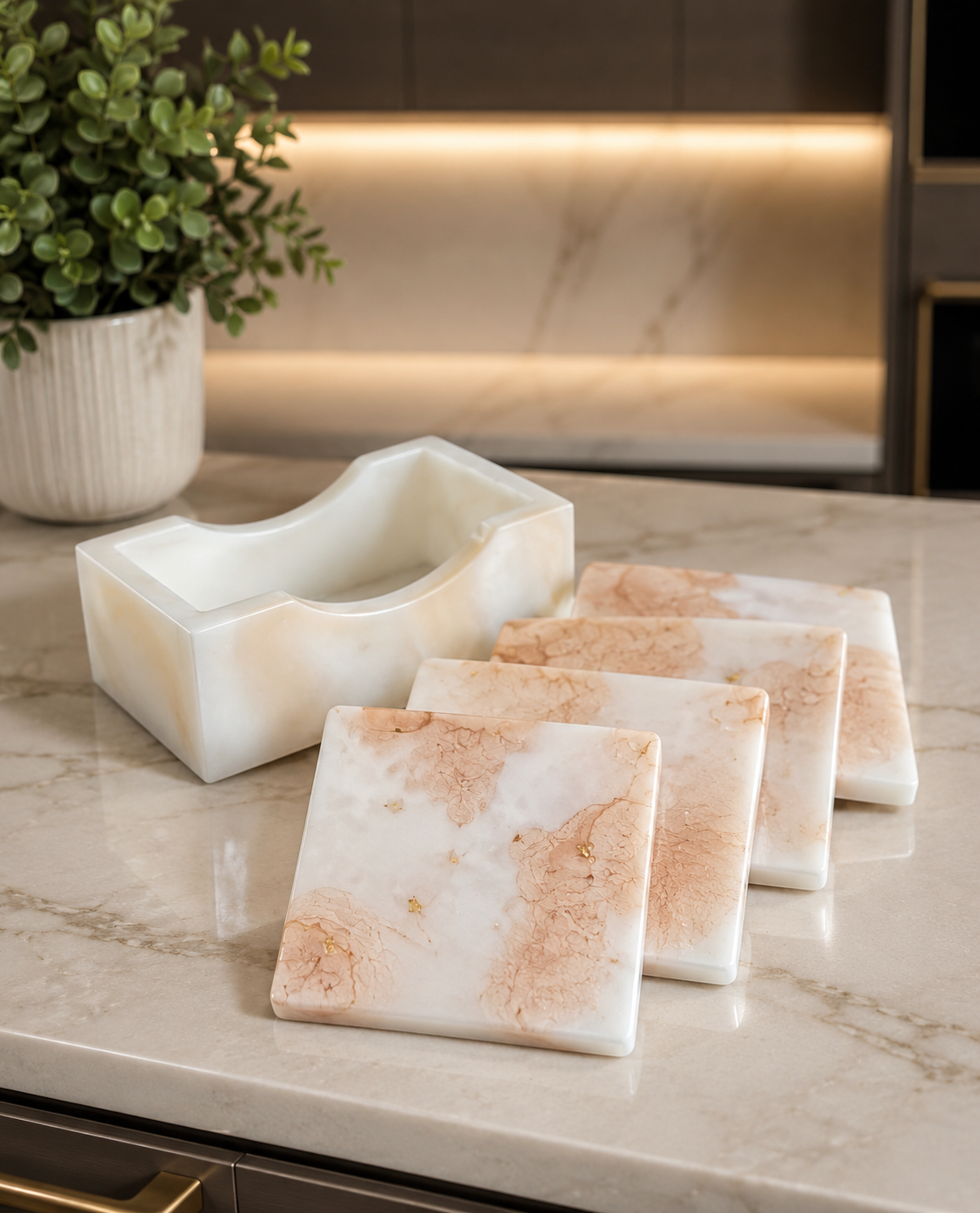 Set de dessous verres - TERRACOTA BLANC
