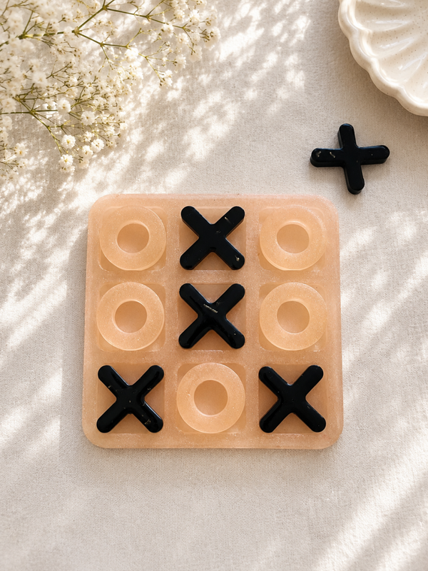 Jeu de morpions de voyage en résine époxy – Jeu de société artisanal