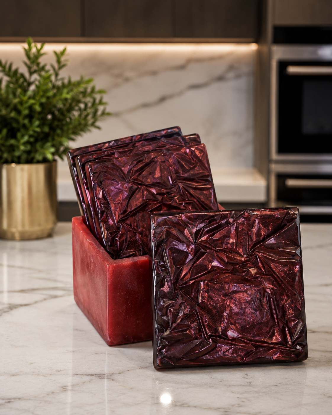 Set de dessous verres - DRAPÉ BORDEAUX
