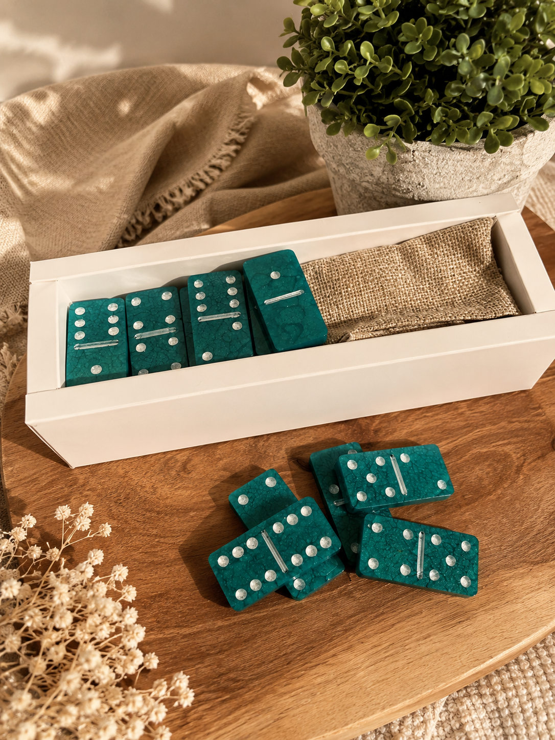 Jeu de Domino en Résine - Emeraude