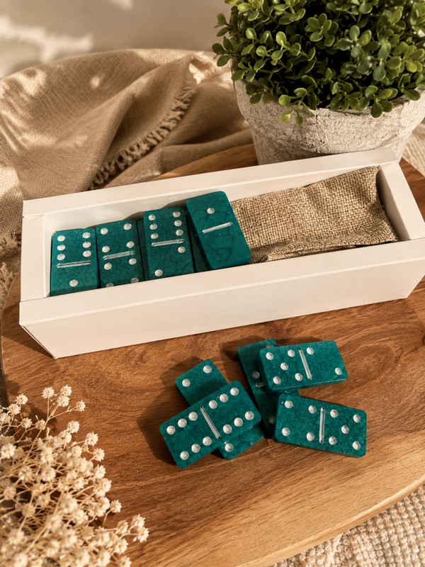 Jeu de Domino en Résine - Emeraude