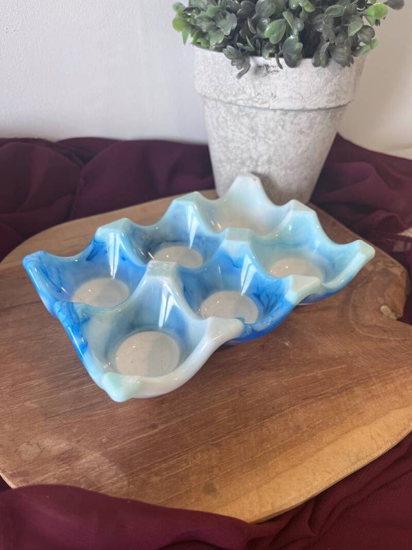 Support à œufs - Blanc et bleu