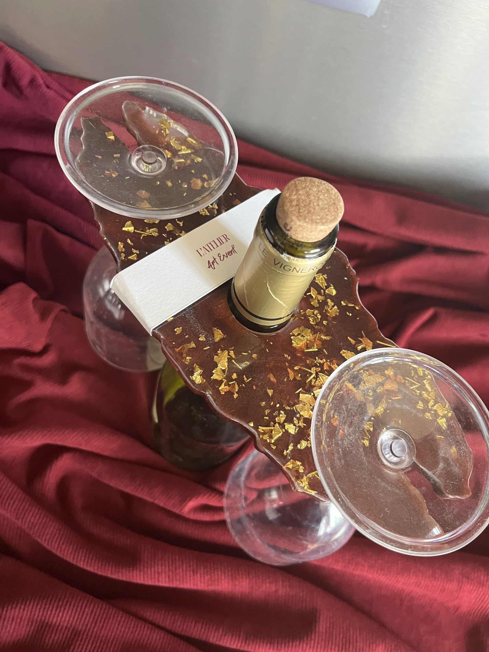 Supports à verres Marron feuilles Or