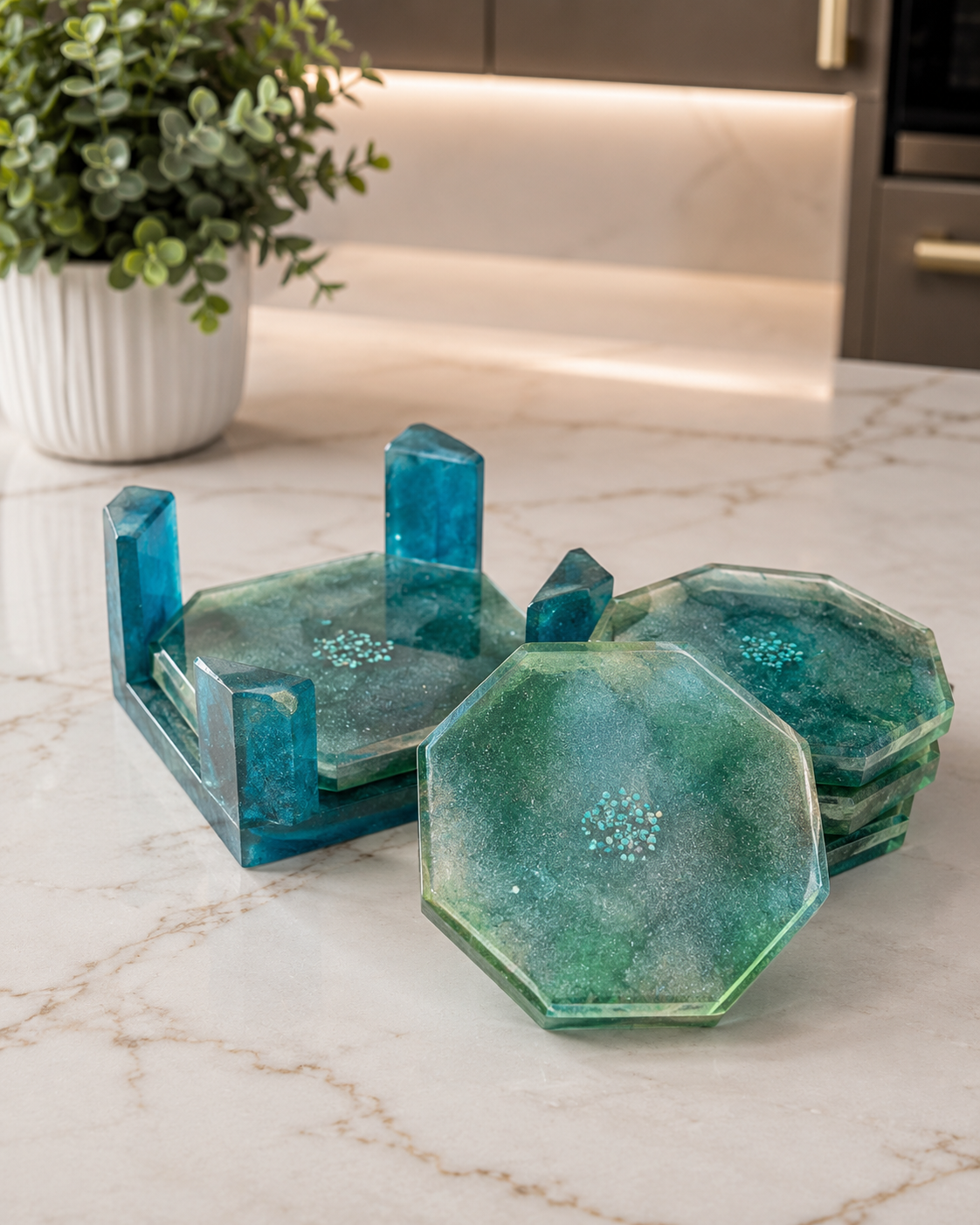Set de dessous verres - BLEU VERT