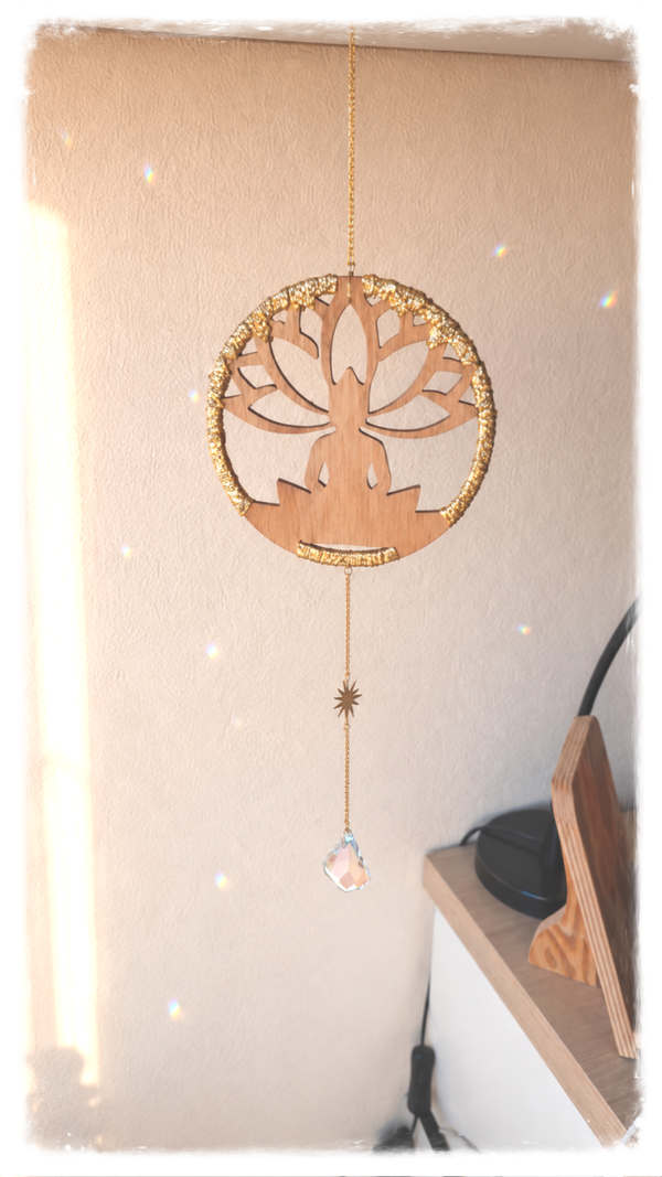Gaïa – Sun catcher bohème tibétain & fleur de lotus