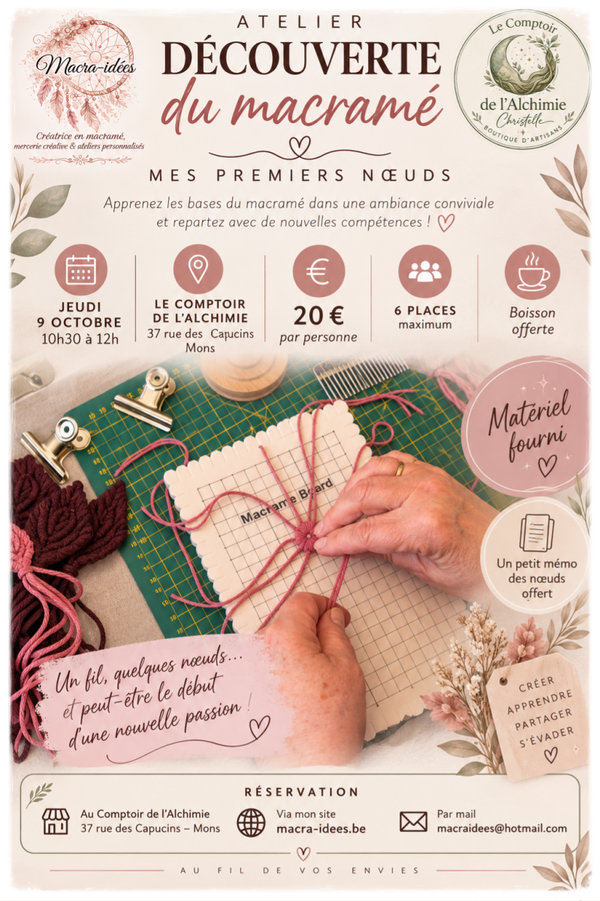 Atelier découverte du macramé – Mes premiers nœud