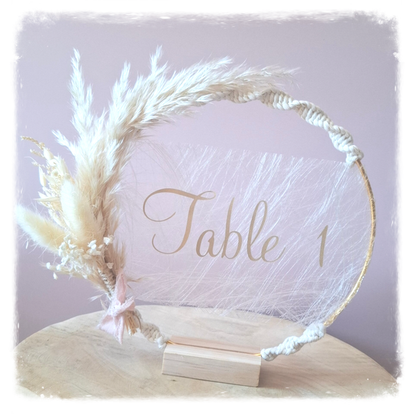 🌾 Numéros de table bohèmes en macramé - Location