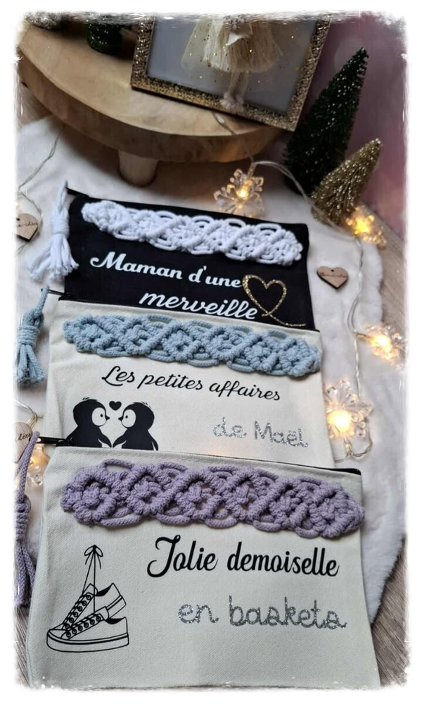 Trousse à personnaliser / motif en macramé