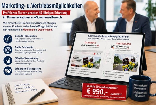 Listung in den Beschaffungssystemen der Kommunen in Österreich & Deutschland
