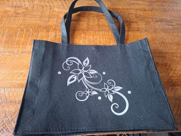 SALE zwartr vilten shopper bloem