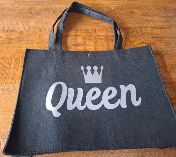 SALE zwarte vilten shopper queen