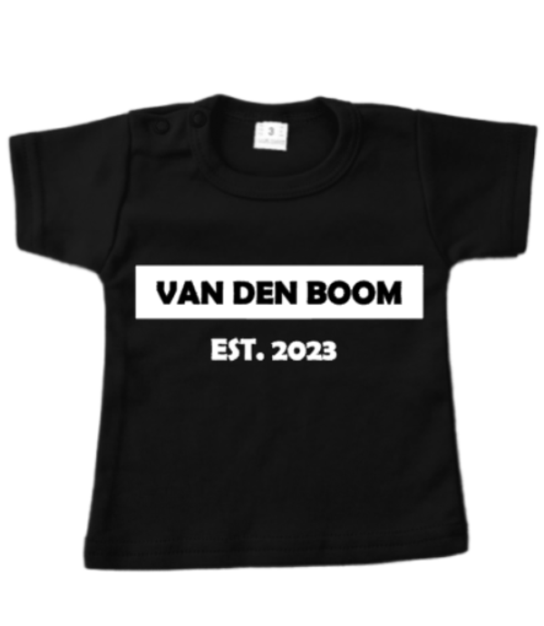 BABY/KIDS SHIRTJE | ACHTERNAAM EN GEBOORTEJAAR