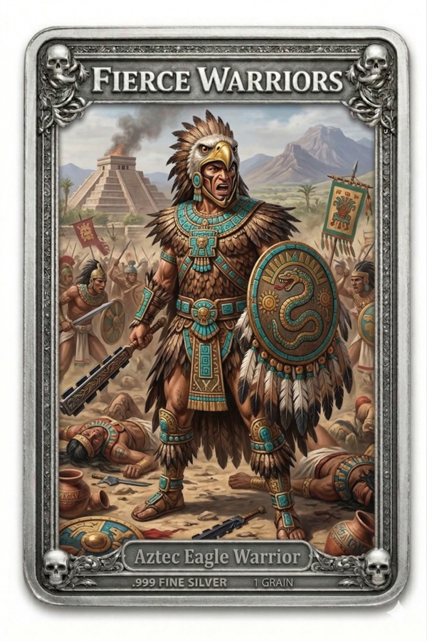 Aztec Eagle Warrior .999 Fine Silver 1 Grain Art Collector Card - Series 1: Ancient Warriors