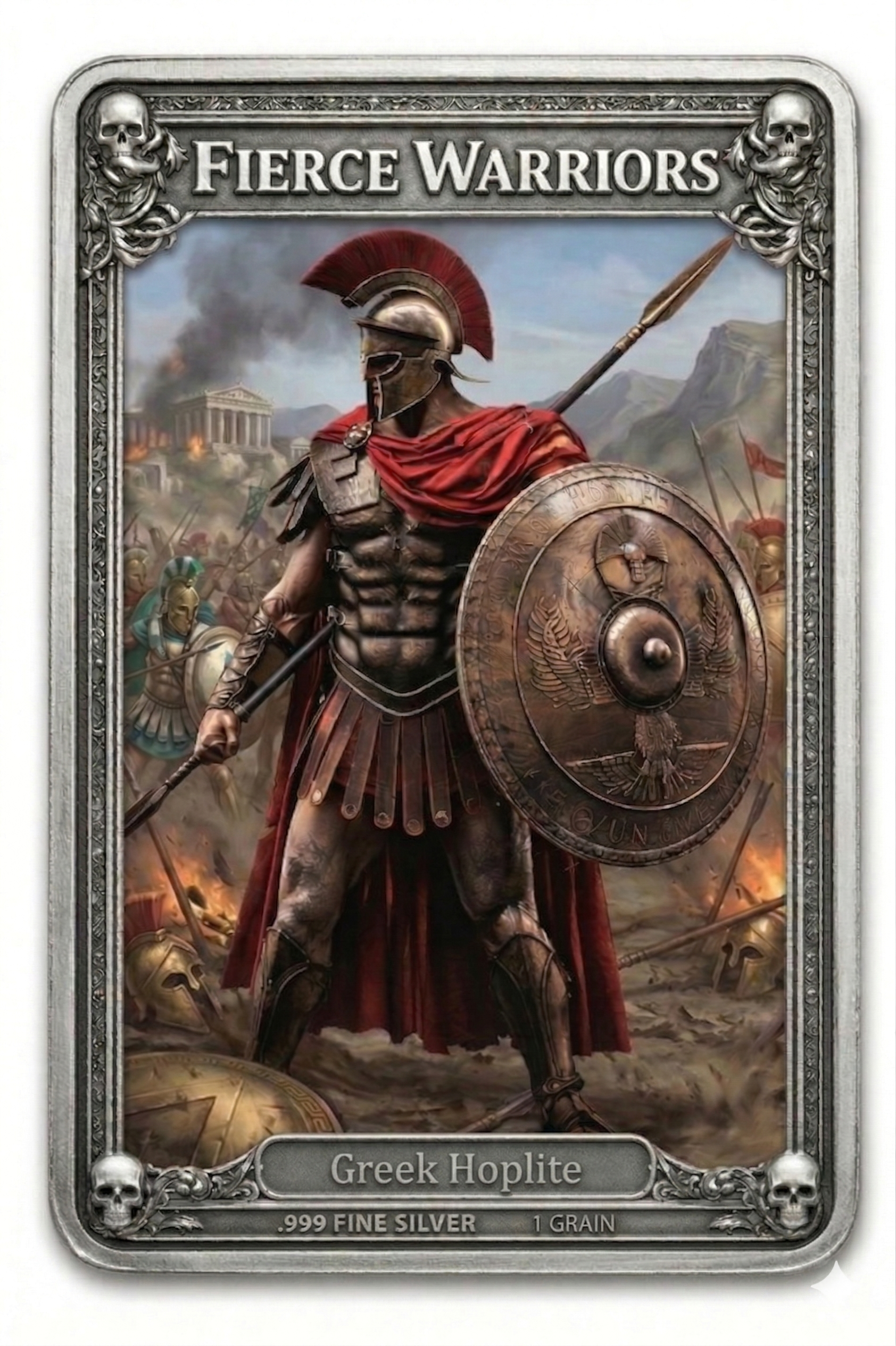 Greek Hoplite .999 Fine Silver 1 Grain Art Collector Card - Series 1: Ancient Warriors