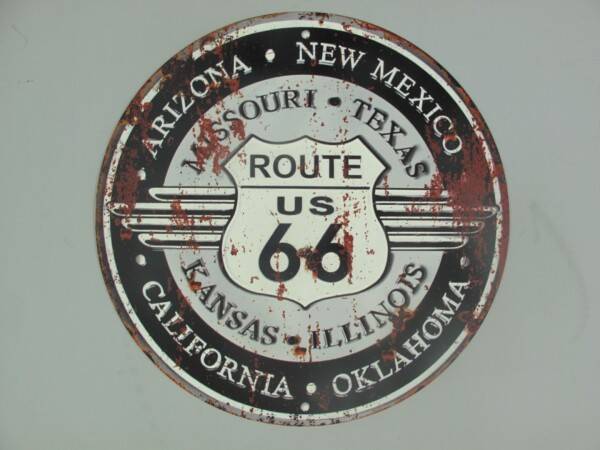 Rond metalen sign. route "66