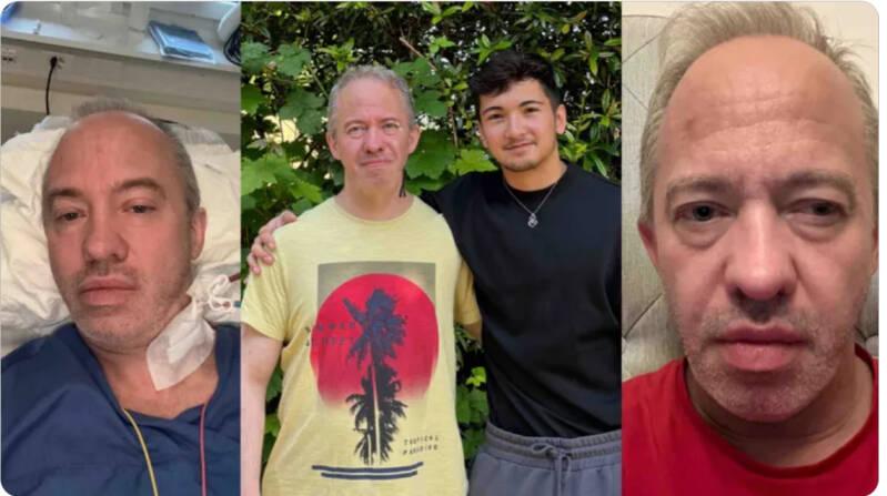 Christoph Muth in hospital with rare neurological disorder (seltene neurologische Multisystemerkrankung), together with his son Jonas