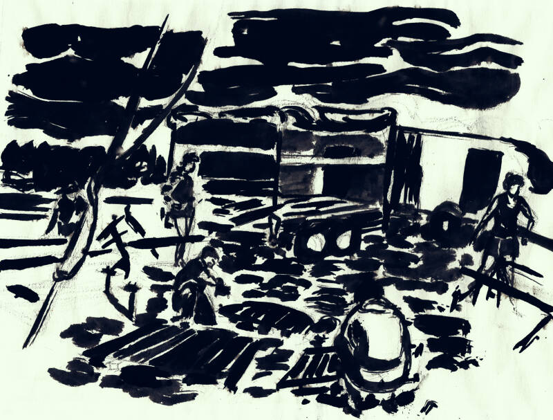 Installation gradins et mauvais temps