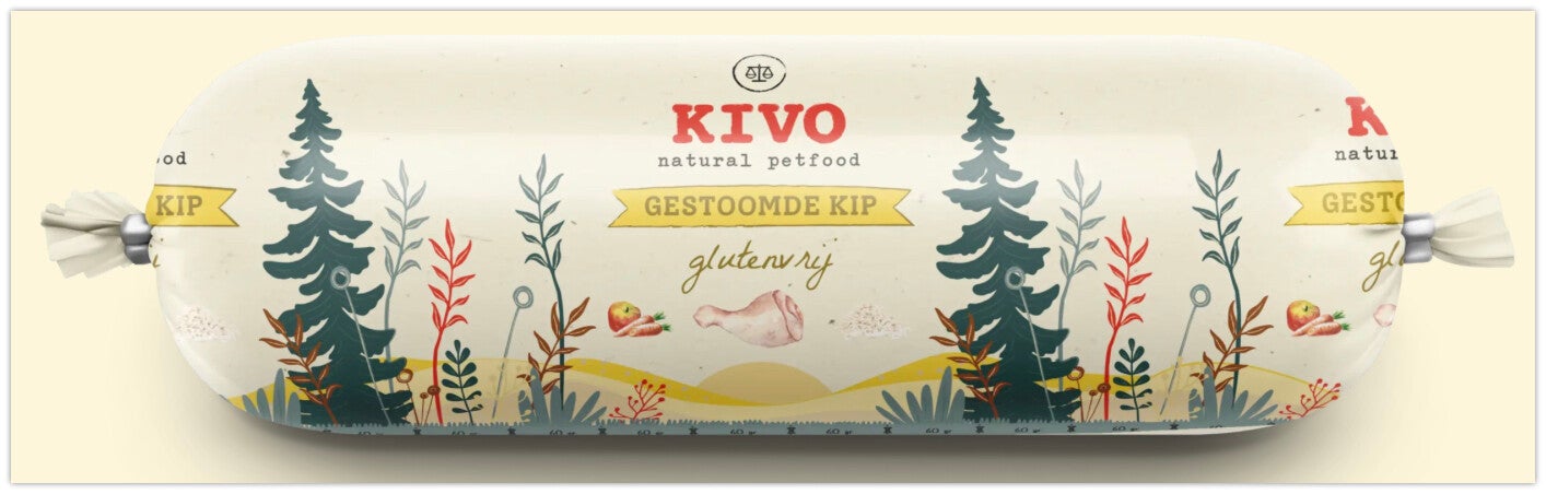 Kivo gestoomde worst Kip 12 x 600 gram