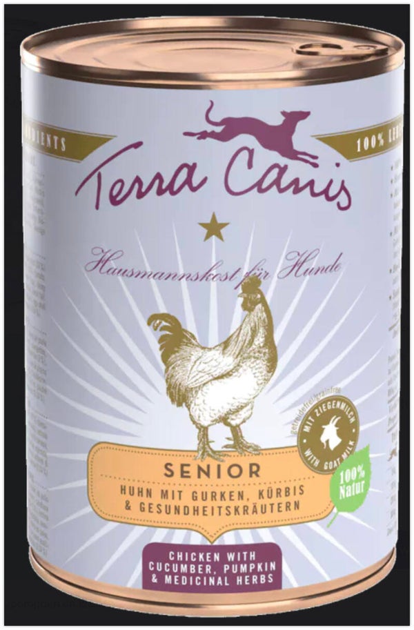 Terra Canis Senior Kip met komkommer, pompoen en kruiden - 400 gram