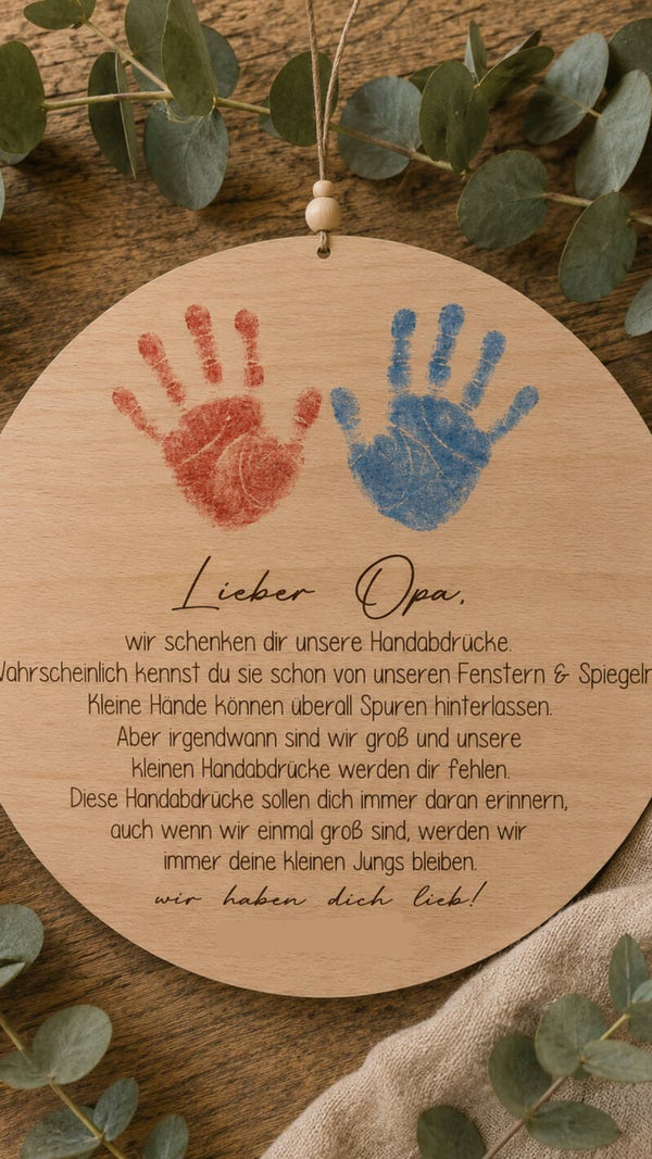 Erinnerungsscheibe Handabdruck „Lieber Opa“