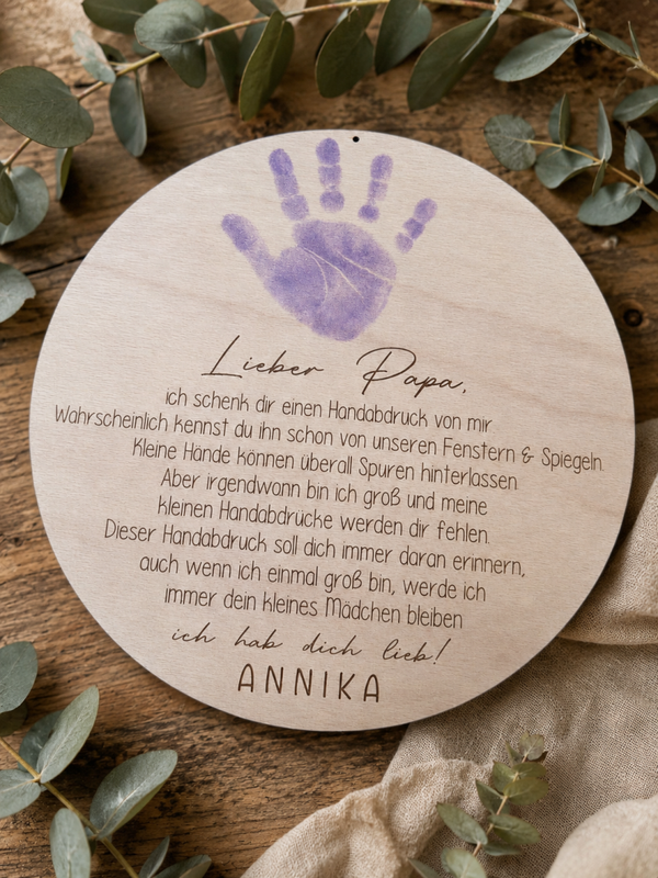 Erinnerungsscheibe Handabdruck