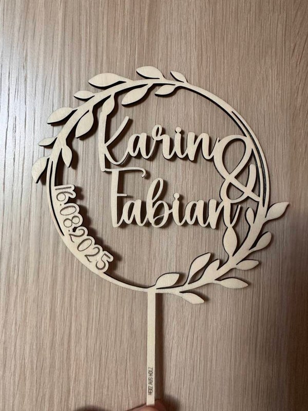 Caketopper  Hochzeit Loop mit Namen & Datum