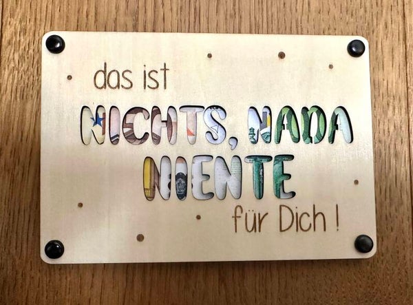 Geldgeschenk "nichts nada niente" 10x15cm