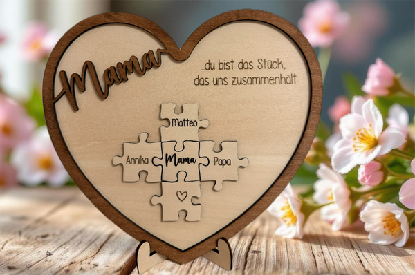 Puzzleteil Muttertag Herz personalisiert